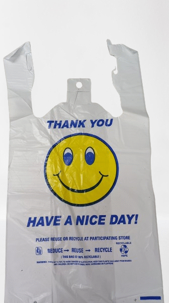 1/6 WHITE HAPPY FACE EXTRA HEAVY DUTY BAG