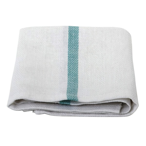 Cotton Towels (100 dozen per bale, Green Stripe, 15" x 26" Herringbone)