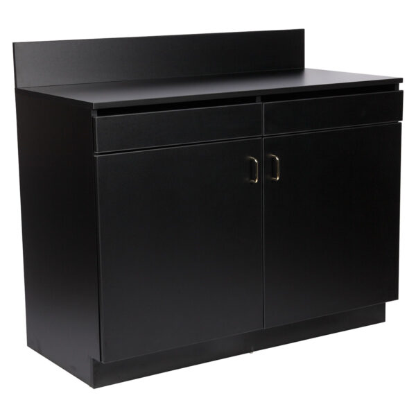 4Ft Server Station 2 Drawers 2 Shelves -Black/Walnut(1 ea/cs) - Image 2