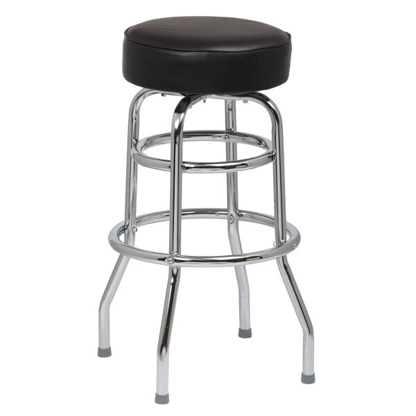 Stool 2-Ring Chrome Frame No Back with Round Seat(Black,Brown,Crimson,Red) - 4ea/cs - Image 2