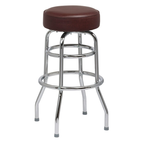 Stool 2-Ring Chrome Frame No Back with Round Seat(Black,Brown,Crimson,Red) - 4ea/cs - Image 3