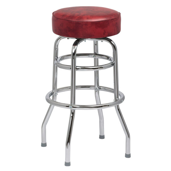 Stool 2-Ring Chrome Frame No Back with Round Seat(Black,Brown,Crimson,Red) - 4ea/cs