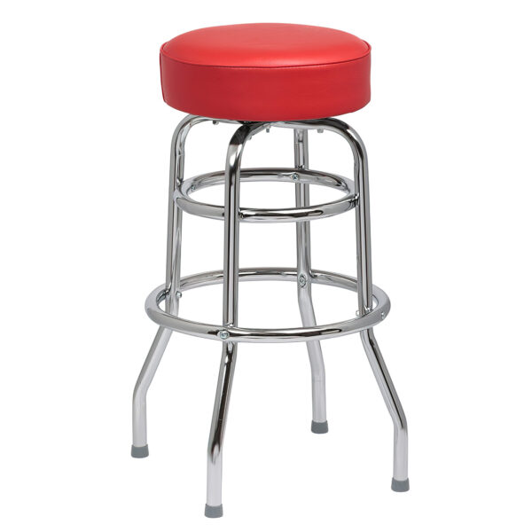 Stool 2-Ring Chrome Frame No Back with Round Seat(Black,Brown,Crimson,Red) - 4ea/cs - Image 4