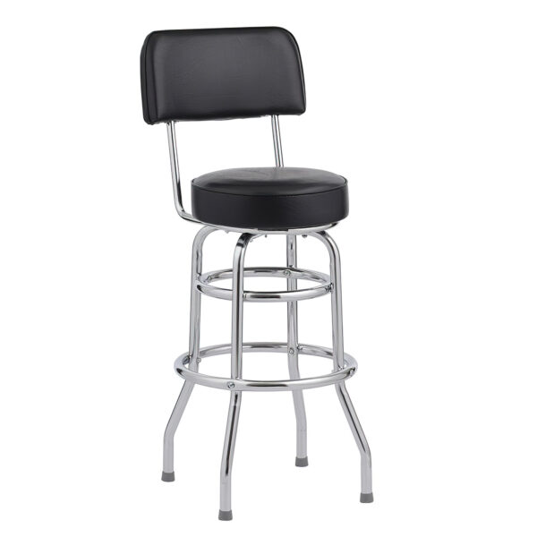 Bar Stool Chrome Double Ring with Back Upholstery (2ea/cs)