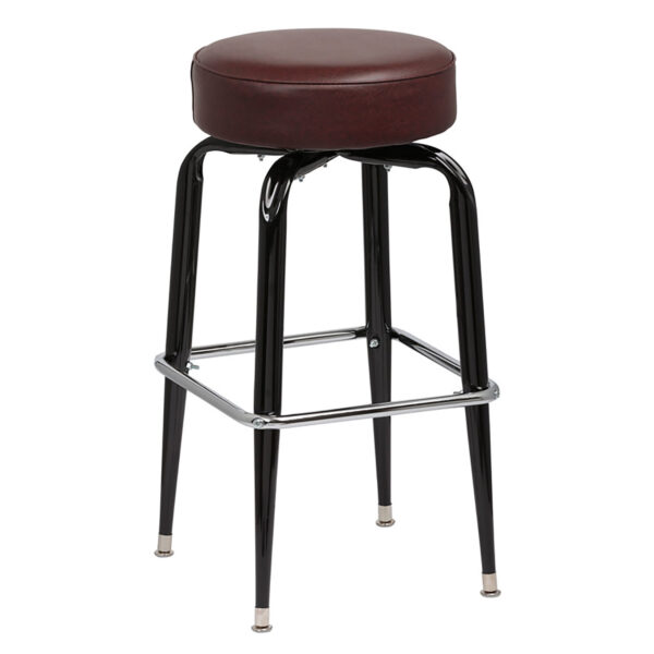 Stool 2-Ring Chrome Frame No Back with Round Seat(Black,Brown,Crimson,Red) - 4ea/cs - Image 3