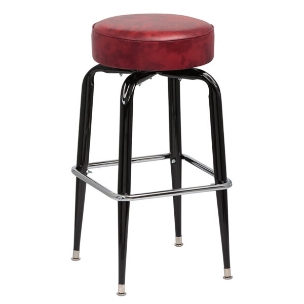 Stool 2-Ring Chrome Frame No Back with Round Seat(Black,Brown,Crimson,Red) - 4ea/cs