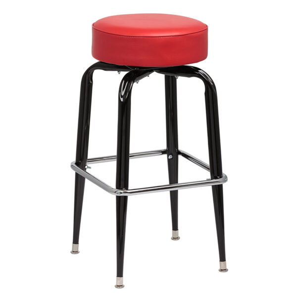 Stool 2-Ring Chrome Frame No Back with Round Seat(Black,Brown,Crimson,Red) - 4ea/cs - Image 2