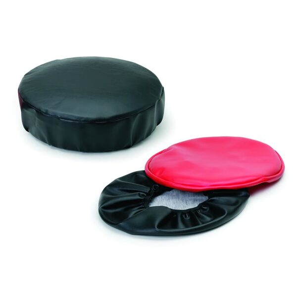 15" Round Stool Cover Vinyl - Black/Red