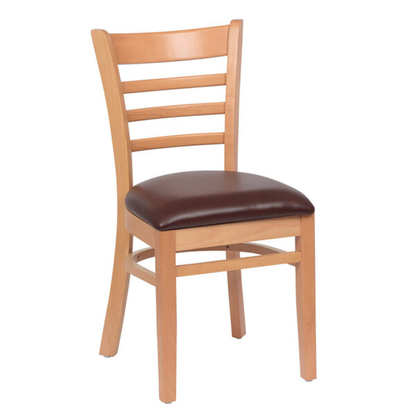 Ladder Back Chair - Hardwood & Upholstered Seats (2 ea/cs) - Image 3