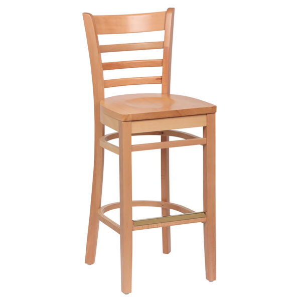 Ladder Back Bar Stool- Hardwood & Upholstered Seat (1 ea/cs) - Image 9