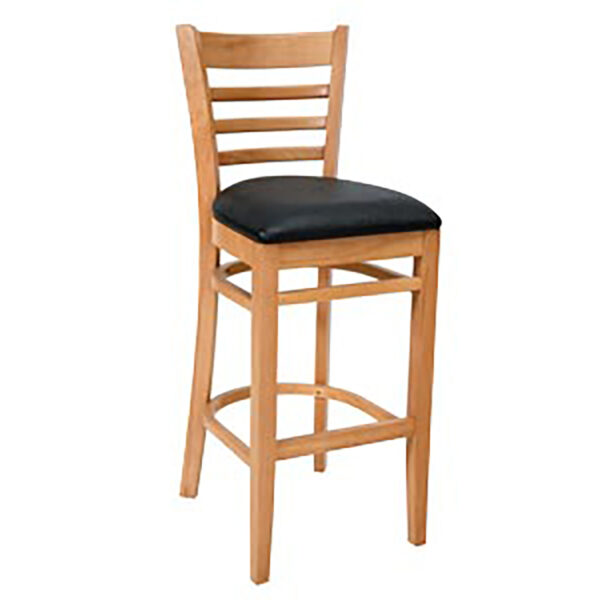 Ladder Back Bar Stool- Hardwood & Upholstered Seat (1 ea/cs) - Image 3