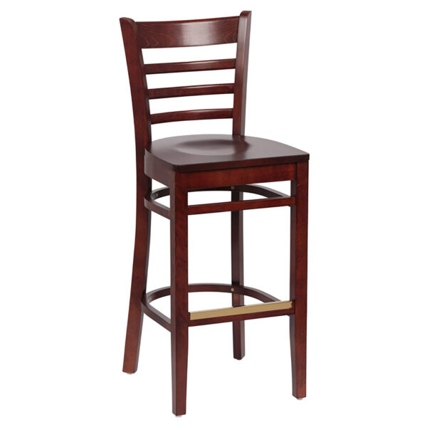 Ladder Back Bar Stool- Hardwood & Upholstered Seat (1 ea/cs) - Image 10